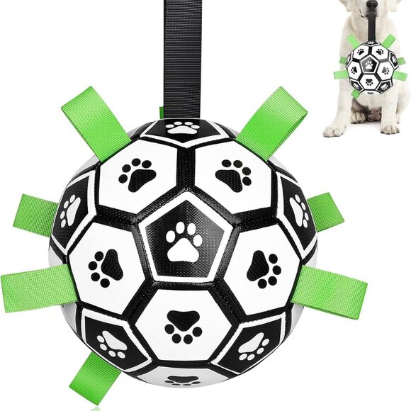 Water-Resistant Soccer Ball for Dogs - 8 Inch Interactive Play Toy with Straps - Picture 1 of 7